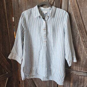 J. Jill Blue and White Striped Blouse